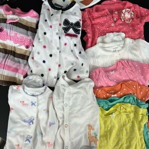 Lot of Girls 9 Month Pajamas and Onesies